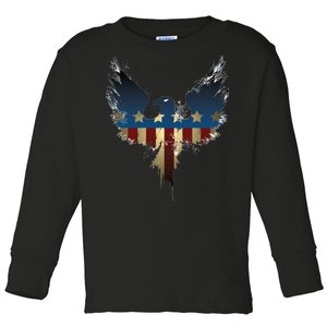 USA Eagle American Flag Grunge Toddler Long Sleeve Shirt