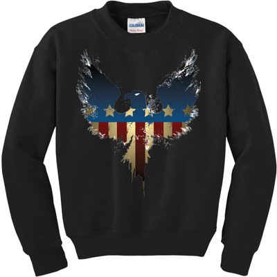 USA Eagle American Flag Grunge Kids Sweatshirt