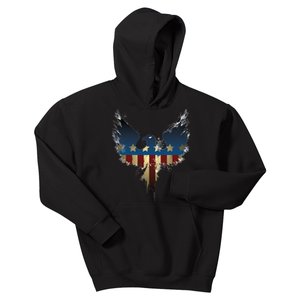 USA Eagle American Flag Grunge Kids Hoodie