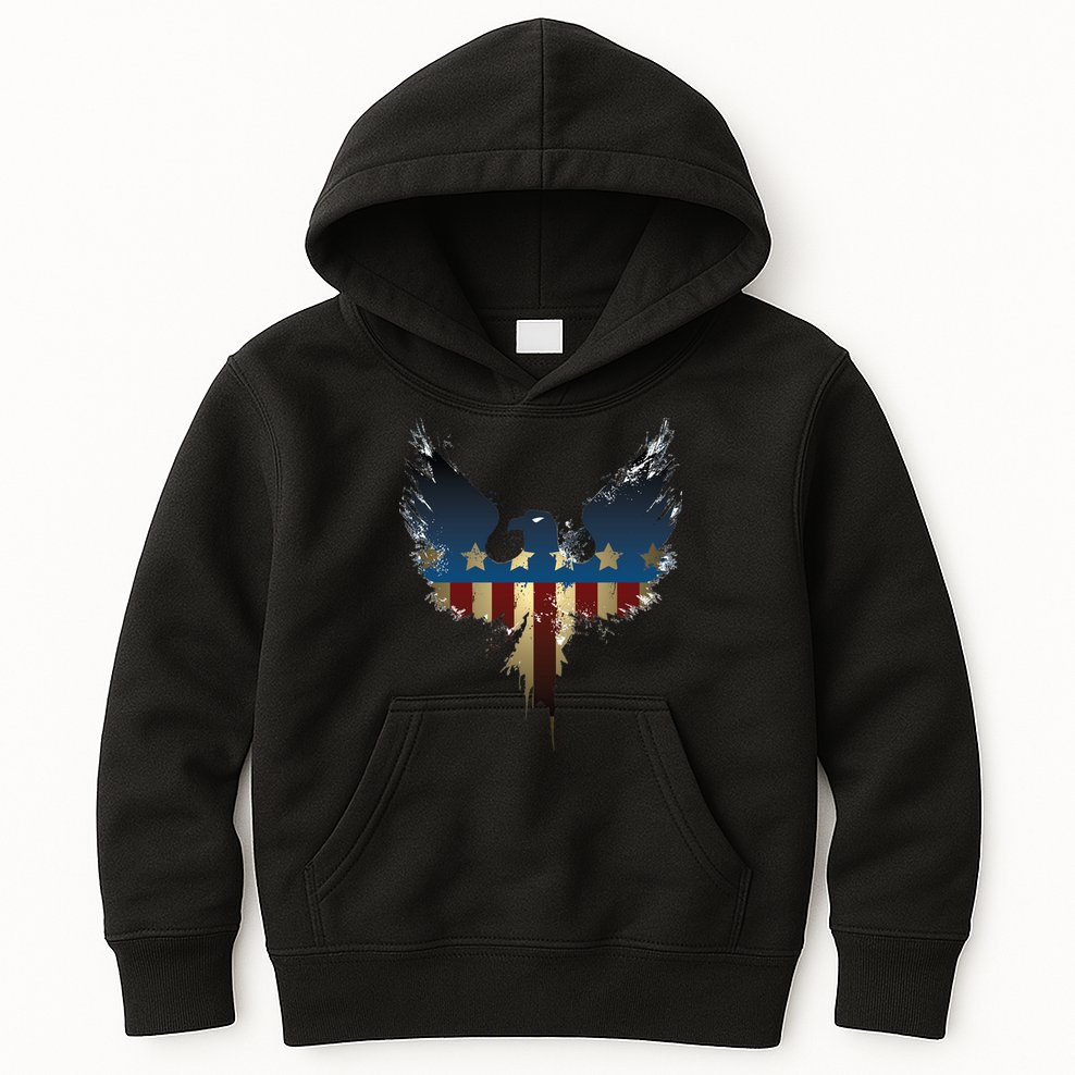 USA Eagle American Flag Grunge Kids Hoodie