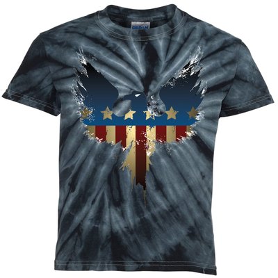 USA Eagle American Flag Grunge Kids Tie-Dye T-Shirt