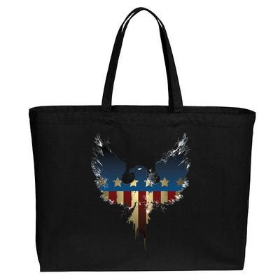 USA Eagle American Flag Grunge Cotton Canvas Jumbo Tote