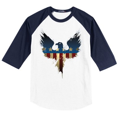 USA Eagle American Flag Grunge Baseball Sleeve Shirt