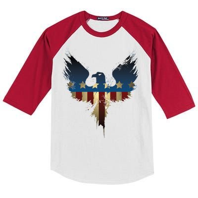 USA Eagle American Flag Grunge Kids Colorblock Raglan Jersey