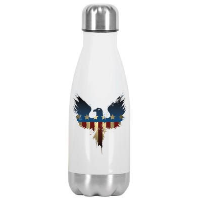 USA Eagle American Flag Grunge Stainless Steel Insulated Water Bottle