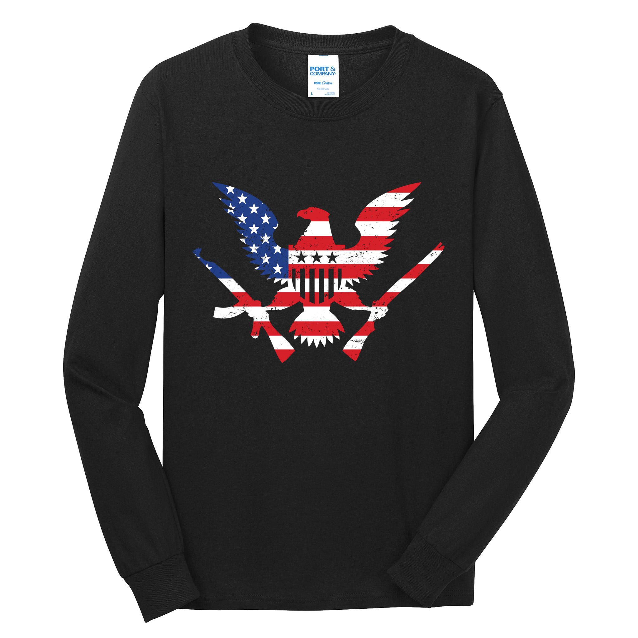 USA Eagle Gun Emblem Tall Long Sleeve T-Shirt