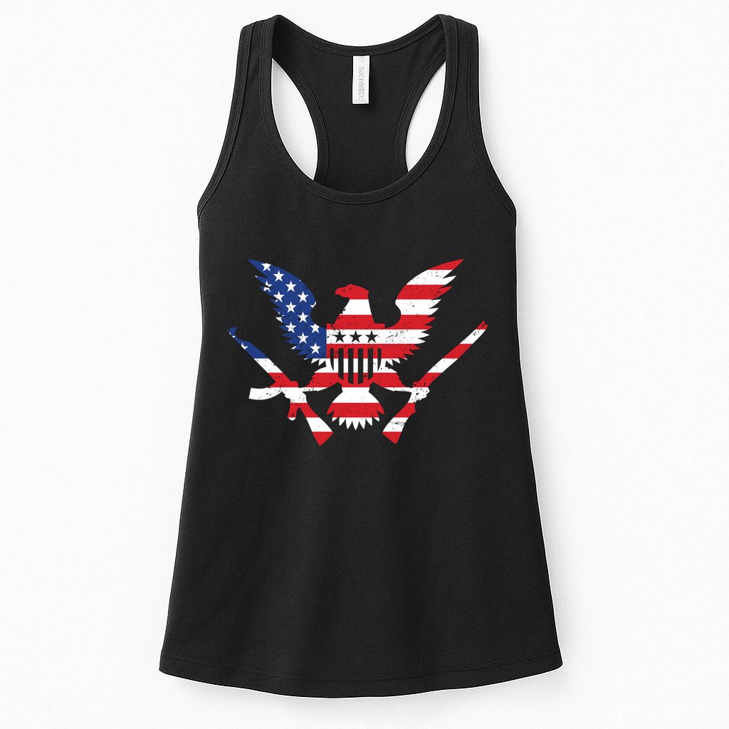 USA Eagle Gun Emblem Womens Tank Top