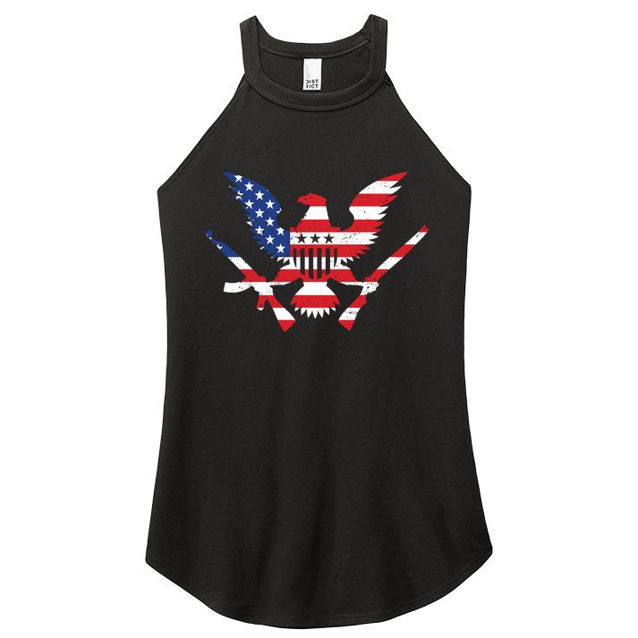USA Eagle Gun Emblem Women's Perfect Tri Rocker Tank