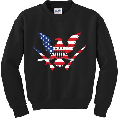USA Eagle Gun Emblem Kids Sweatshirt