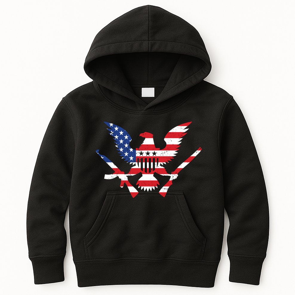 USA Eagle Gun Emblem Kids Hoodie