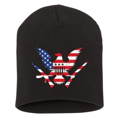 USA Eagle Gun Emblem Short Acrylic Beanie