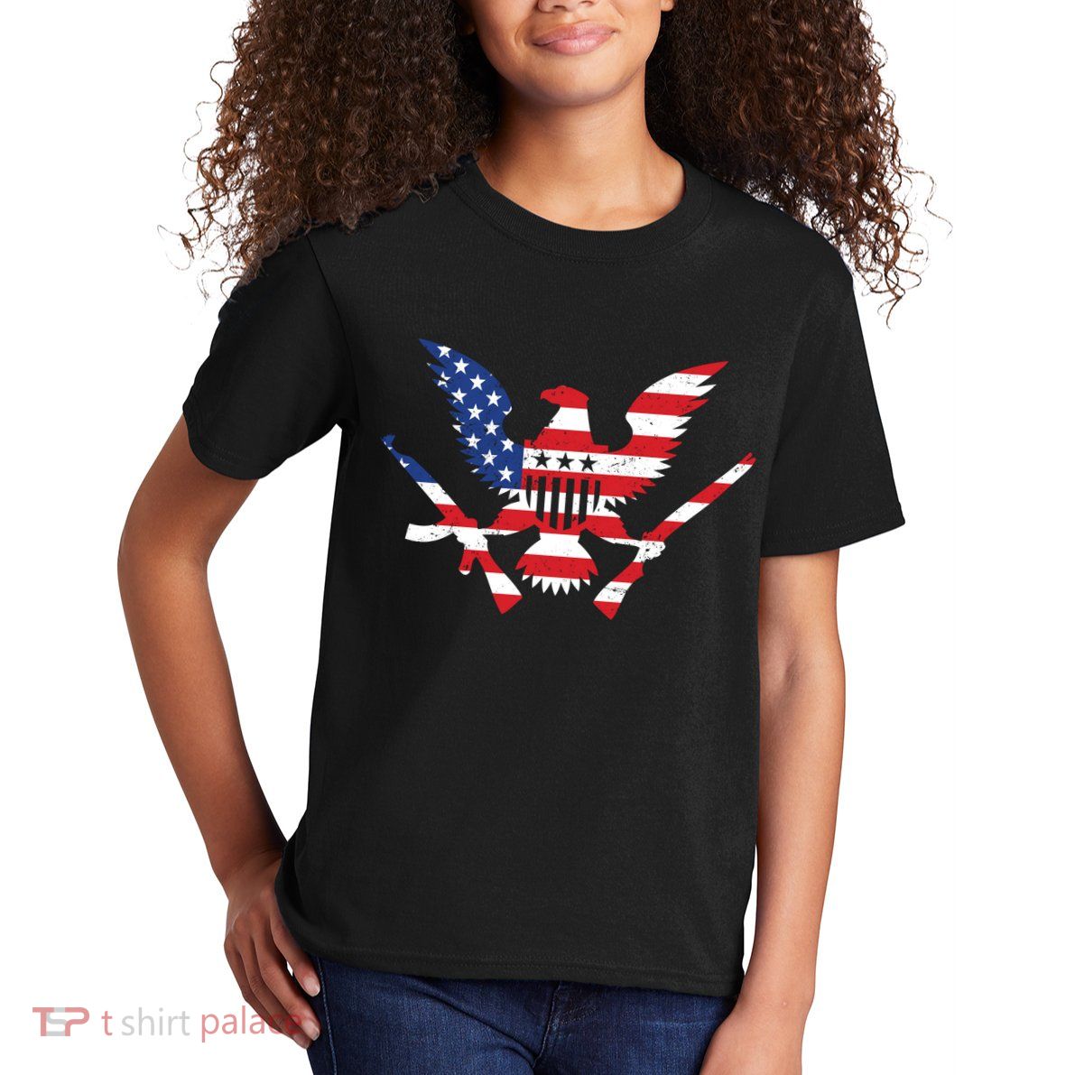 USA Eagle Gun Emblem Kids T-Shirt