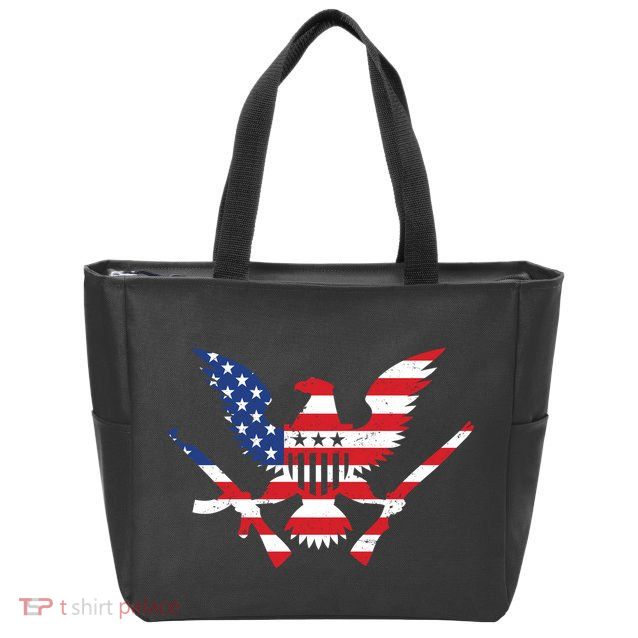 USA Eagle Gun Emblem Zip Tote Bag