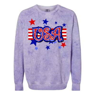 USA Festive Celebration Colorblast Crewneck Sweatshirt