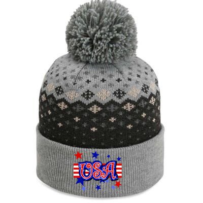 USA Festive Celebration The Baniff Cuffed Pom Beanie