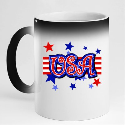 USA Festive Celebration 11oz Black Color Changing Mug