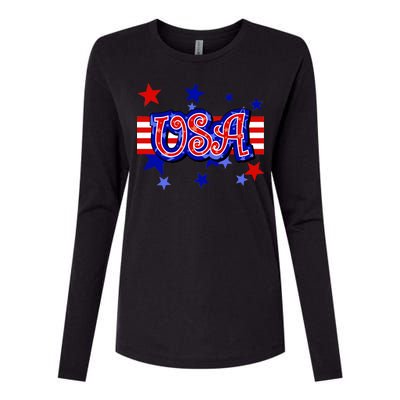 USA Festive Celebration Womens Cotton Relaxed Long Sleeve T-Shirt