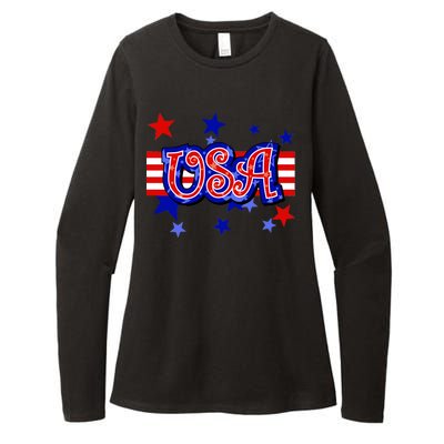 USA Festive Celebration Womens CVC Long Sleeve Shirt