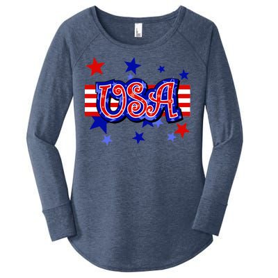 USA Festive Celebration Women's Perfect Tri Tunic Long Sleeve Shirt