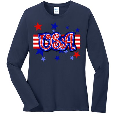 USA Festive Celebration Ladies Long Sleeve Shirt