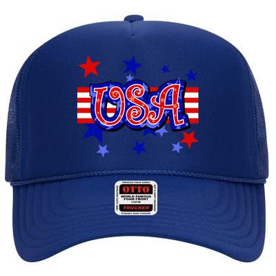 USA Festive Celebration High Crown Mesh Back Trucker Hat