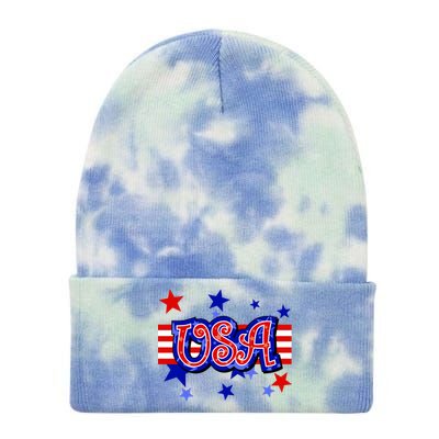 USA Festive Celebration Tie Dye 12in Knit Beanie