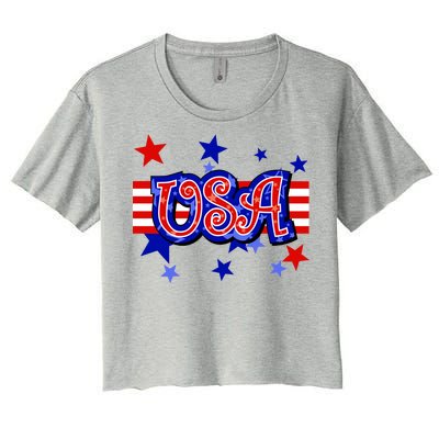 USA Festive Celebration Women's Crop Top Tee