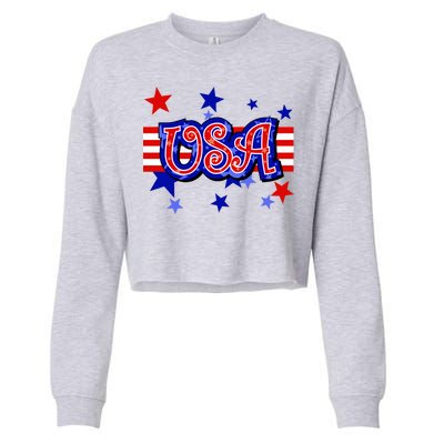 USA Festive Celebration Cropped Pullover Crew