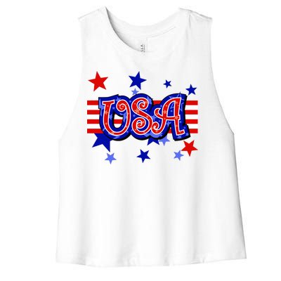 USA Festive Celebration Women's Racerback Cropped Tank