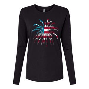 Usa Firework 4th Of July Womens Cotton Relaxed Long Sleeve T-Shirt