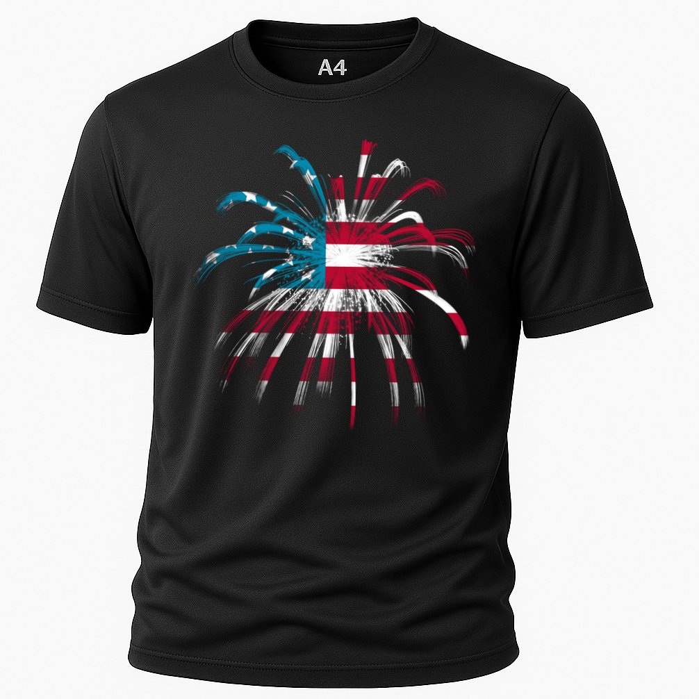 Usa Firework 4th Of July Cooling Performance Crew T-Shirt