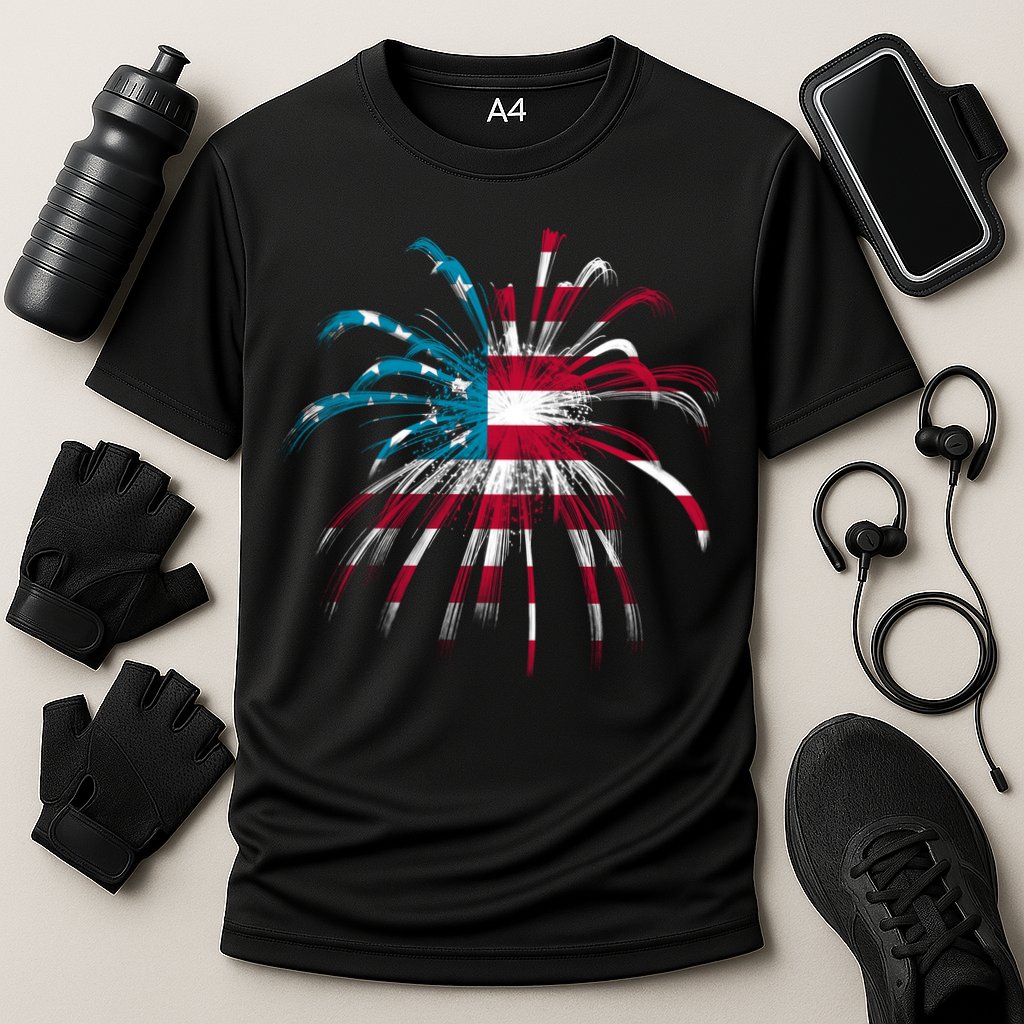 Usa Firework 4th Of July Cooling Performance Crew T-Shirt