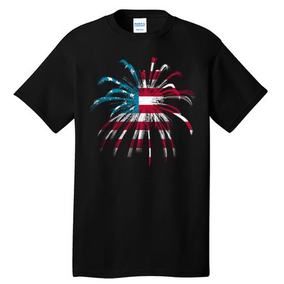 Usa Firework 4th Of July Tall T-Shirt