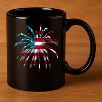 Usa Firework 4th Of July 11oz C Handle Ceramic Mug
