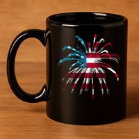 Usa Firework 4th Of July 11oz C Handle Ceramic Mug