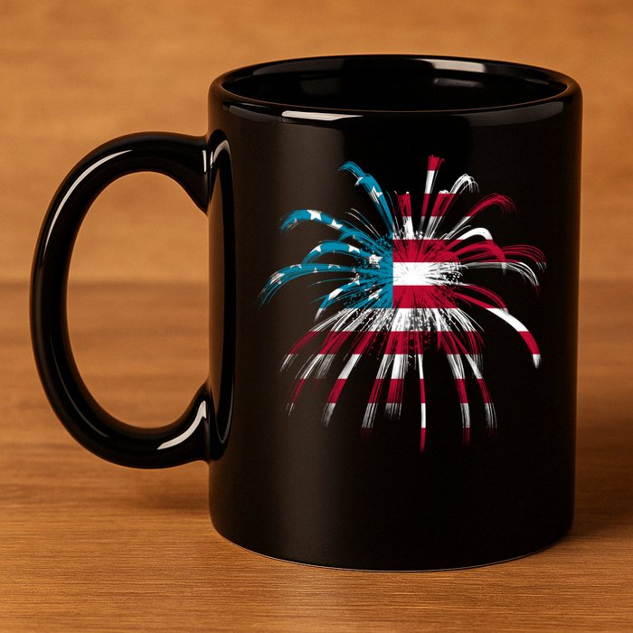Usa Firework 4th Of July 11oz C Handle Ceramic Mug