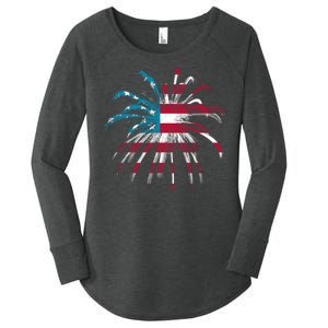 Usa Firework 4th Of July Women's Perfect Tri Tunic Long Sleeve Shirt