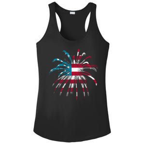 Usa Firework 4th Of July Ladies PosiCharge Competitor Racerback Tank