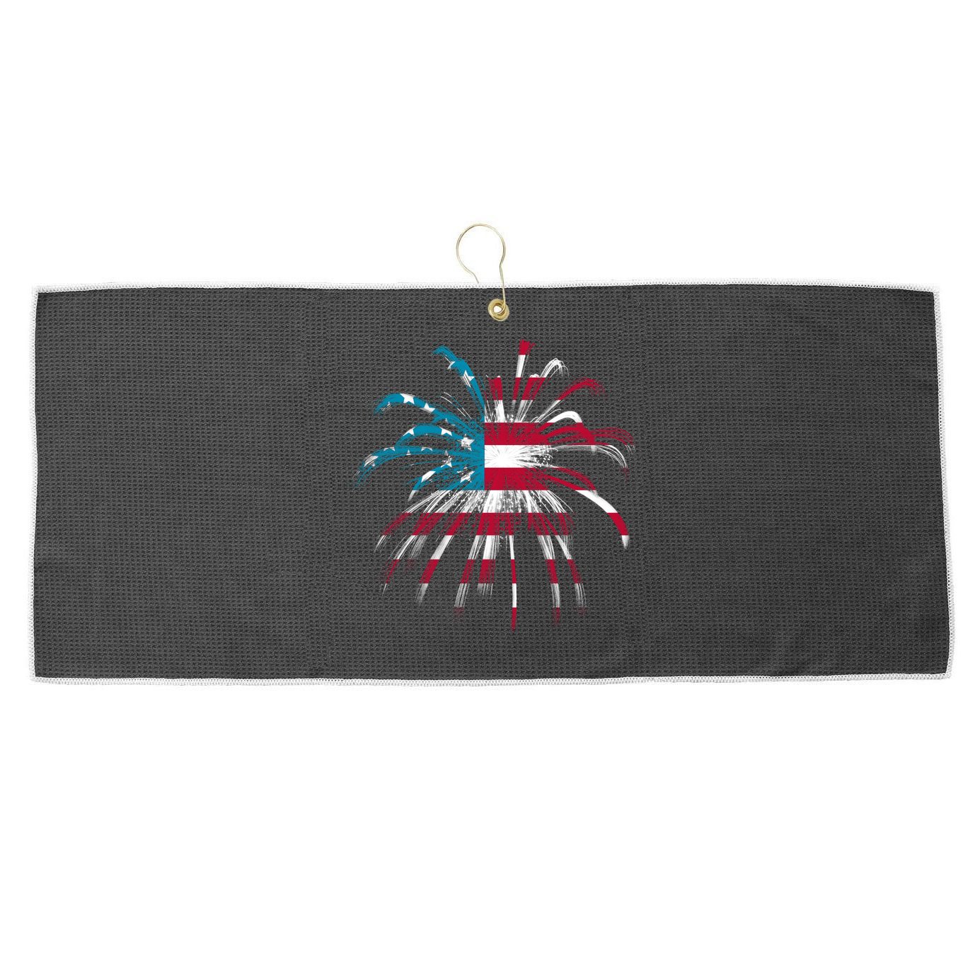Usa Firework 4th Of July Large Microfiber Waffle Golf Towel