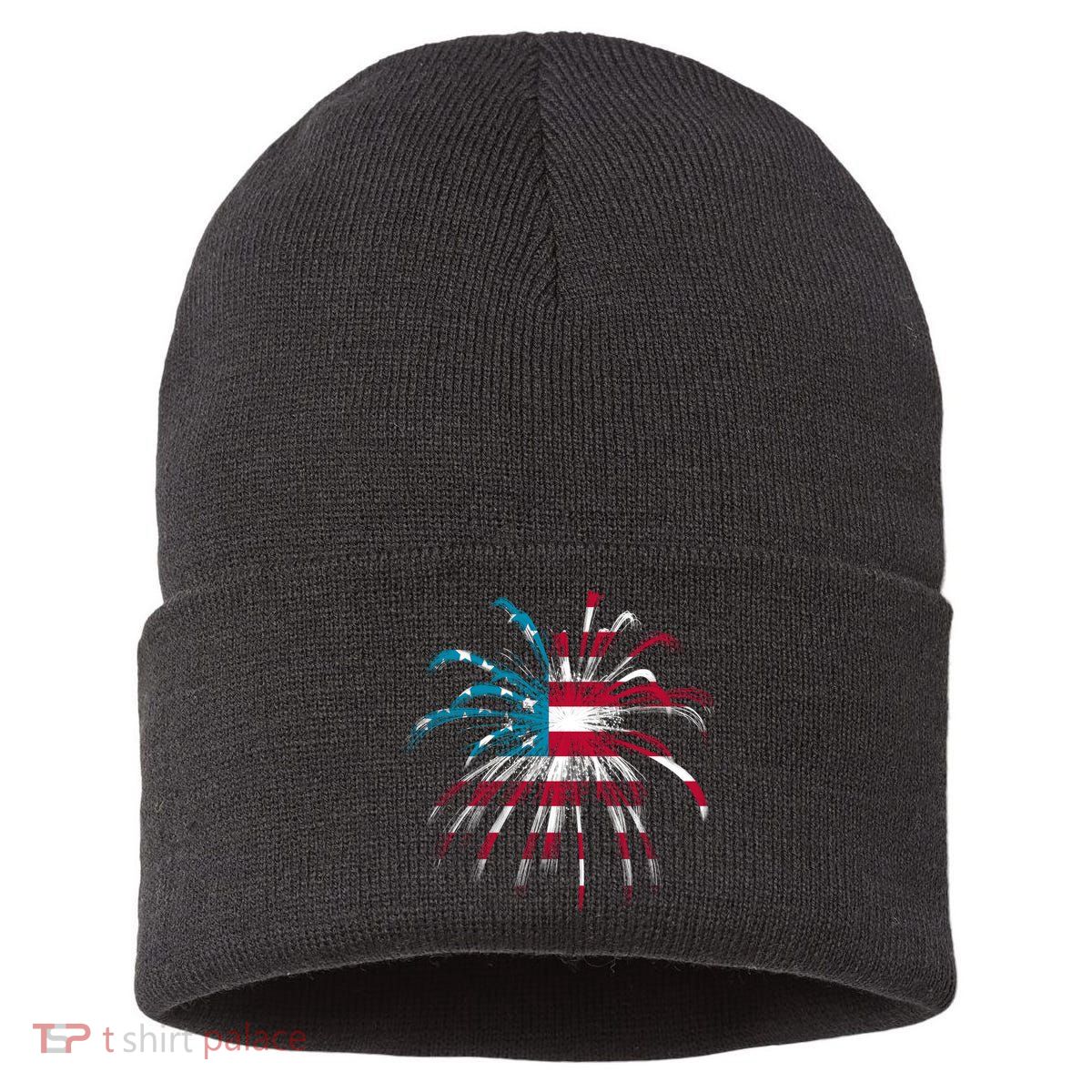 Usa Firework 4th Of July Sustainable Knit Beanie