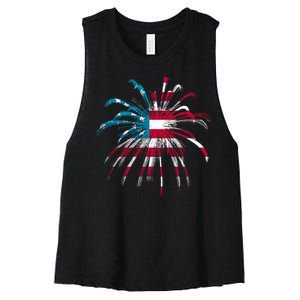 Usa Firework 4th Of July Women's Racerback Cropped Tank