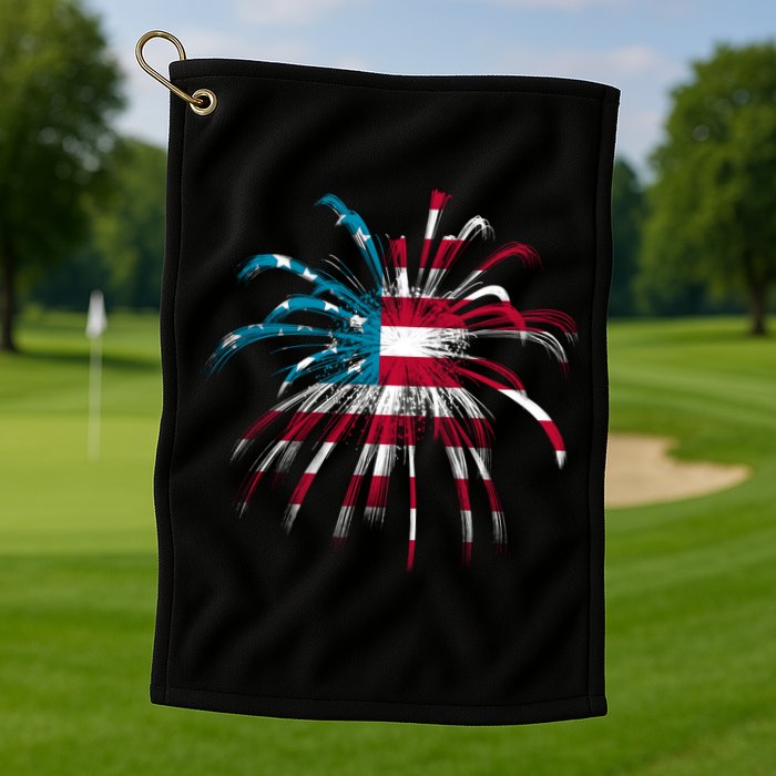 Usa Firework 4th Of July Golf Towel