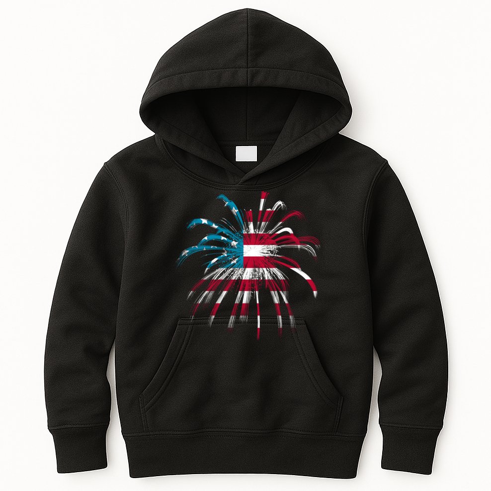 Usa Firework 4th Of July Kids Hoodie