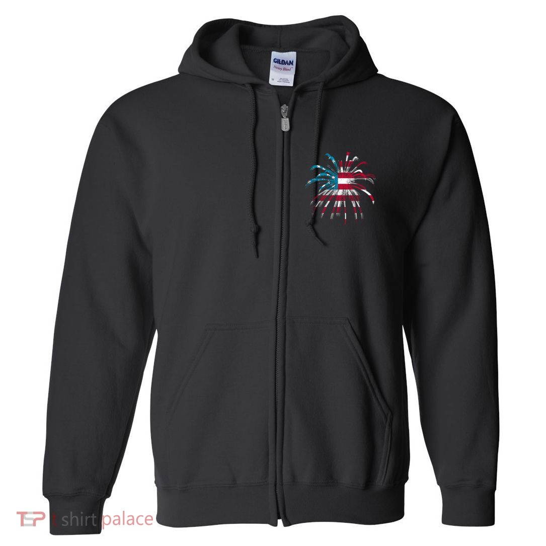 Usa Firework 4th Of July Full Zip Hoodie