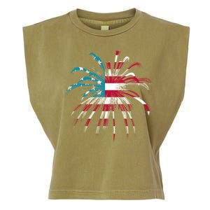 Usa Firework 4th Of July Garment-Dyed Women's Muscle Tee