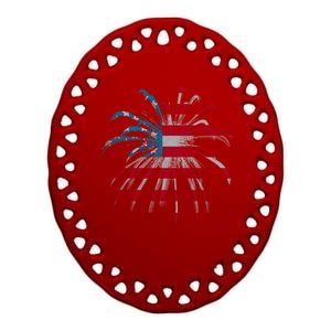 Usa Firework 4th Of July Ceramic Oval Ornament