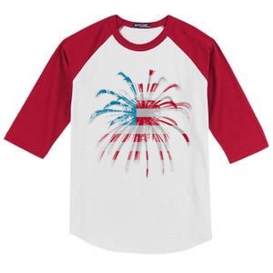 Usa Firework 4th Of July Kids Colorblock Raglan Jersey