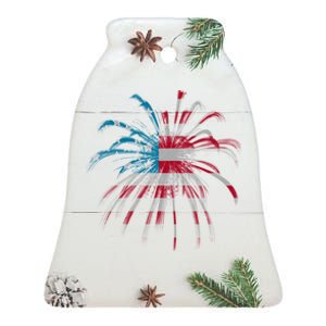 Usa Firework 4th Of July Ceramic Bell Ornament