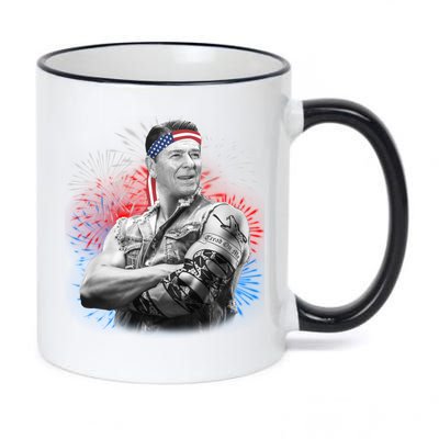 USA Fireworks Patriotic Ronald Reagan  11oz Black Color Changing Mug