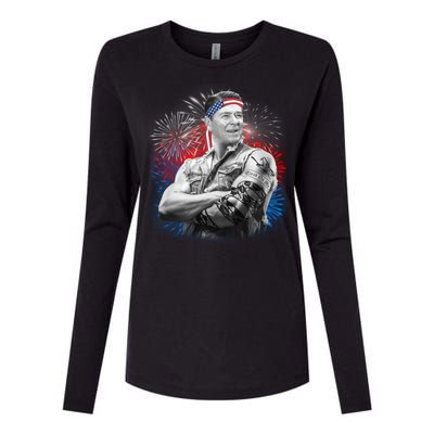 USA Fireworks Patriotic Ronald Reagan  Womens Cotton Relaxed Long Sleeve T-Shirt